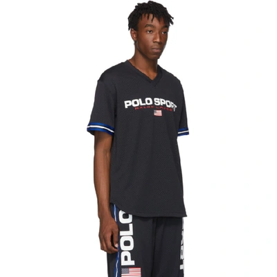 Shop Polo Ralph Lauren Black Mesh Performance Polo Sport T-shirt In Poloblack
