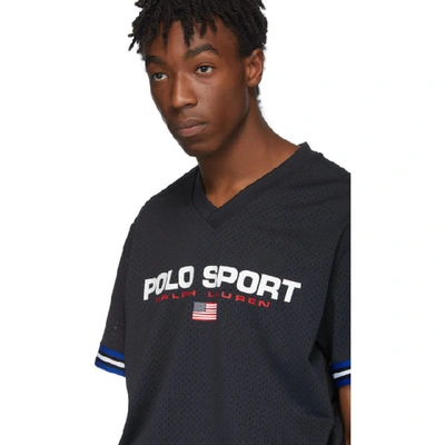 Shop Polo Ralph Lauren Black Mesh Performance Polo Sport T-shirt In Poloblack