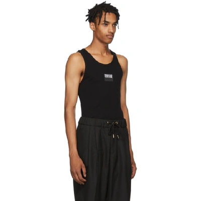 Shop Versace Jeans Couture Black Logo Tank Top In E899 Black