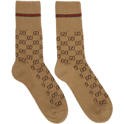 Gucci Gg Cotton Socks With Web In 9866 Beige