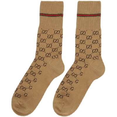 Gucci Gg Cotton Socks With Web In 9866 Beige
