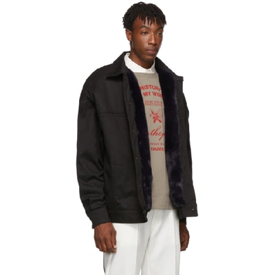 Shop Raf Simons Black Denim Big-fit Jacket