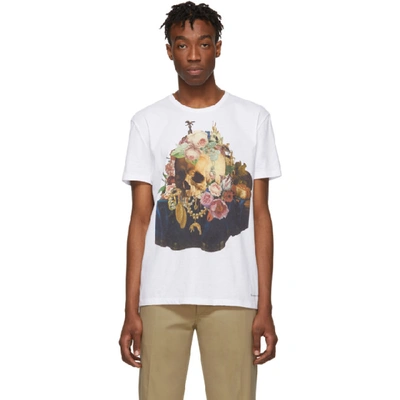 Shop Alexander Mcqueen White Still Life Skull T-shirt In 0900 Whtmix