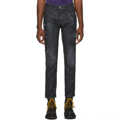 Shop Dsquared2 Black Distressed Skater Jeans In S30357 900