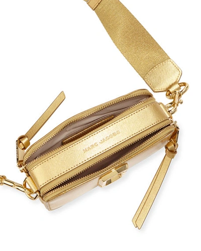 Shop Marc Jacobs Snapshot Metallic Crossbody Bag In Gold