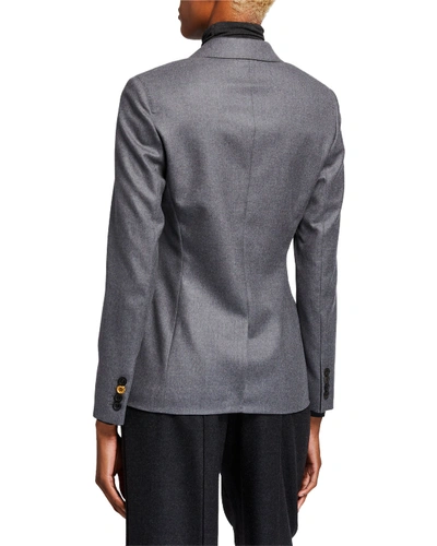 Shop Agnona Wool Flannel 2-button Jacket In Gray