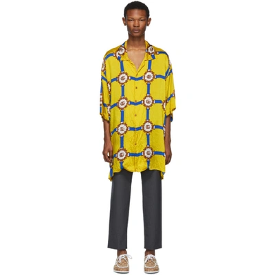Shop Gucci Yellow Wrinkled Harness Shirt In 7642 Yellow
