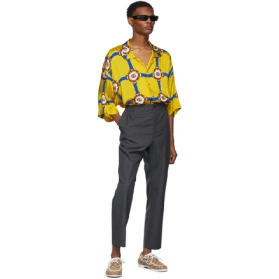 Shop Gucci Yellow Wrinkled Harness Shirt In 7642 Yellow