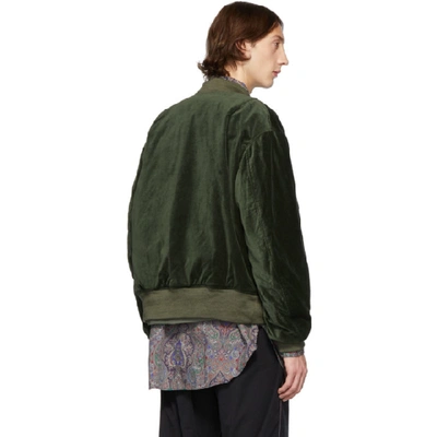 Shop Engineered Garments Green Velvet Bomber Jacket In Wp004 Olive