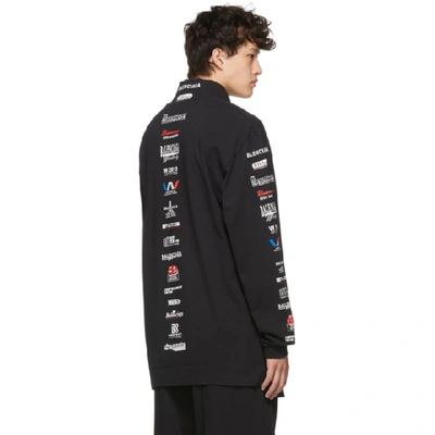 Shop Balenciaga Black Logo List Long Sleeve T-shirt