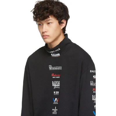 Shop Balenciaga Black Logo List Long Sleeve T-shirt