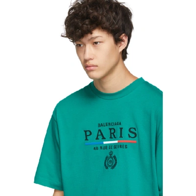 Shop Balenciaga Green Paris Flag Regular Fit T-shirt In 3640 Emeral