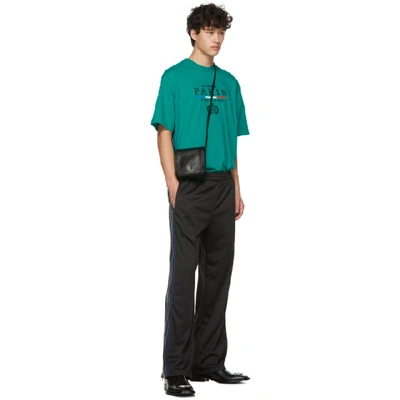 Shop Balenciaga Green Paris Flag Regular Fit T-shirt In 3640 Emeral
