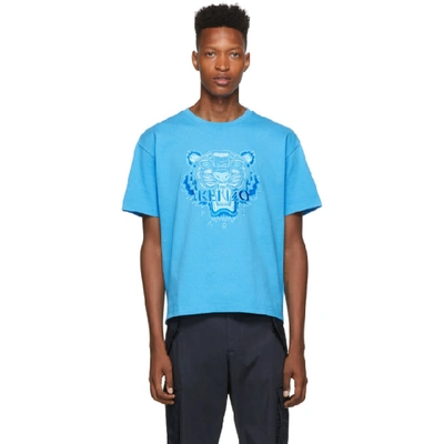 Shop Kenzo Blue Icon Tonal Tiger T-shirt In 69 Cyan