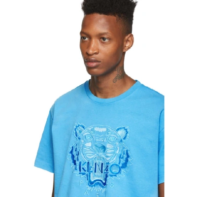 Shop Kenzo Blue Icon Tonal Tiger T-shirt In 69 Cyan