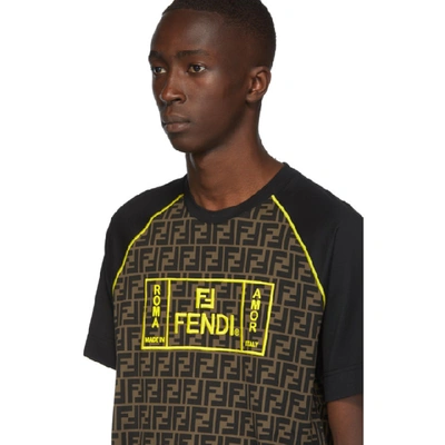 Shop Fendi Black 'forever ' Raglan T-shirt In F0jnh Lemon