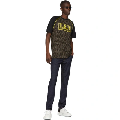 Shop Fendi Black 'forever ' Raglan T-shirt In F0jnh Lemon