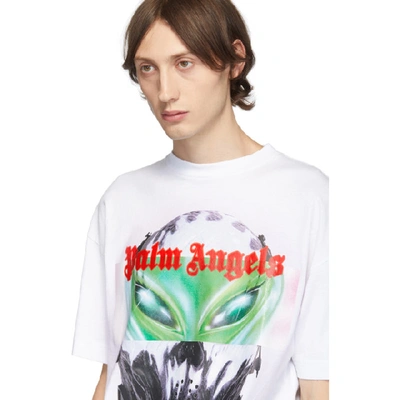Shop Palm Angels White Alien T-shirt In 0188 Whtmul