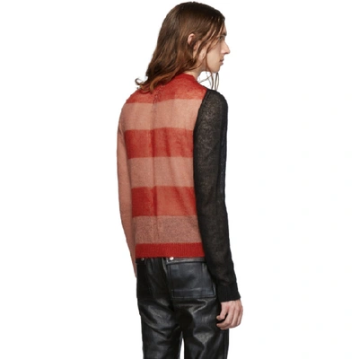 Shop Rick Owens Black And Red Cropped Biker Level Sweater