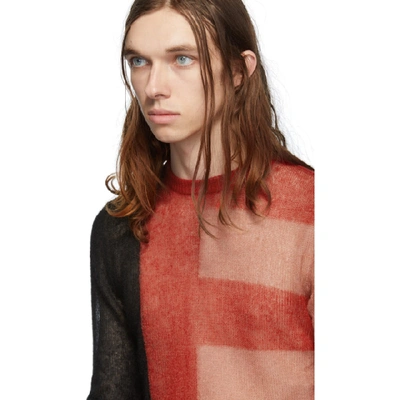 Shop Rick Owens Black And Red Cropped Biker Level Sweater