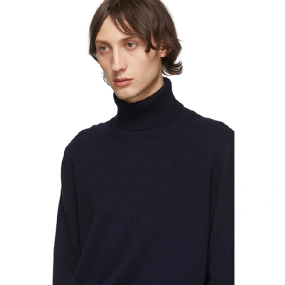 Shop Maison Margiela Navy Cashmere Turtleneck In 524 Blk