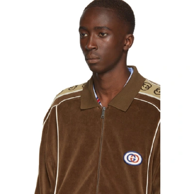 Shop Gucci Brown Zipover Jacket In 2051 Brown