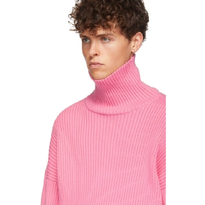 Shop Balenciaga Pink Ribbed Turtleneck In 5630 Pink