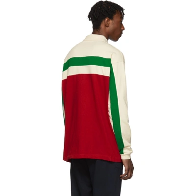 GUCCI 灰白色星星拼贴长袖 POLO 衫