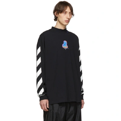 Shop Off-white Black Diagonal Thermo Mock Neck Long Sleeve T-shirt In Blk Multi