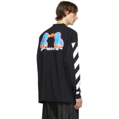 Shop Off-white Black Diagonal Thermo Mock Neck Long Sleeve T-shirt In Blk Multi