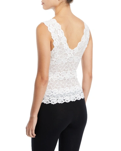 Shop Josie Natori Rose Parfait Lace Tank Top In Waw