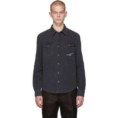 Shop Givenchy Black Denim Logo Shirt In 001 Black