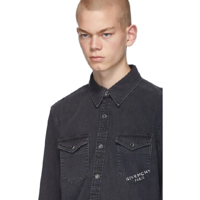 Shop Givenchy Black Denim Logo Shirt In 001 Black