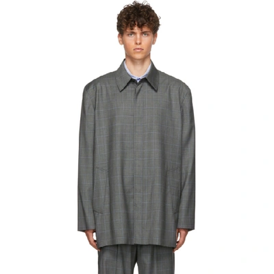 Shop Balenciaga Grey Check Tailored Jacket In 1240 Grey
