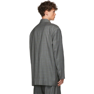 Shop Balenciaga Grey Check Tailored Jacket In 1240 Grey