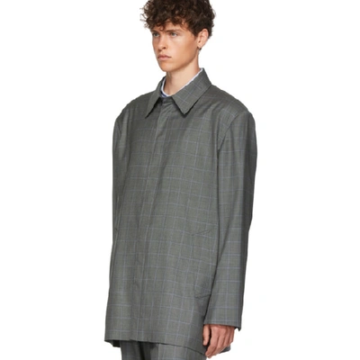 Shop Balenciaga Grey Check Tailored Jacket In 1240 Grey