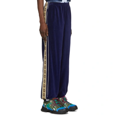 Shop Gucci Blue Loose Chenille Lounge Pants In 4541 Multi