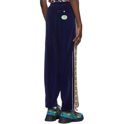 Shop Gucci Blue Loose Chenille Lounge Pants In 4541 Multi