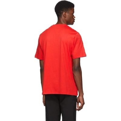 Shop Msgm Red Box Logo T-shirt In 18 Red