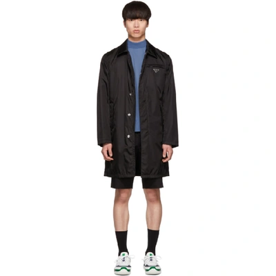 Shop Prada Black Gabardine Car Coat In F0002 Nero