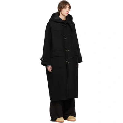 Shop Fumito Ganryu Black Trapeze Duffle Coat In 1 Black