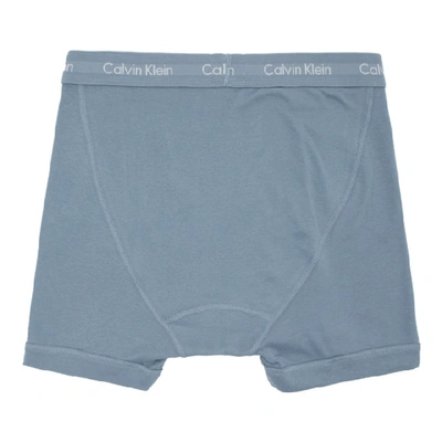 Shop Calvin Klein Underwear Three-pack Blue Cotton Boxer Briefs In 400 Blue