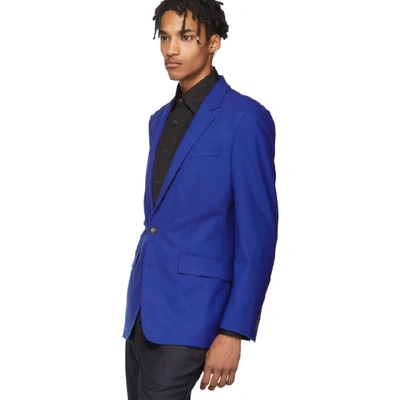 Shop Kenzo Blue Slim Formal Blazer In 74 Slateblu