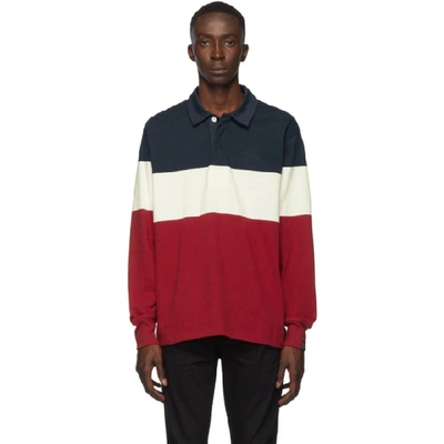 Shop Rag & Bone Rag And Bone Navy And Red Colorblock Rugby Polo In 0 Navywhtrd