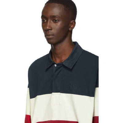 Shop Rag & Bone Rag And Bone Navy And Red Colorblock Rugby Polo In 0 Navywhtrd