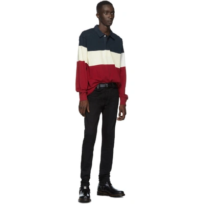 Shop Rag & Bone Rag And Bone Navy And Red Colorblock Rugby Polo In 0 Navywhtrd