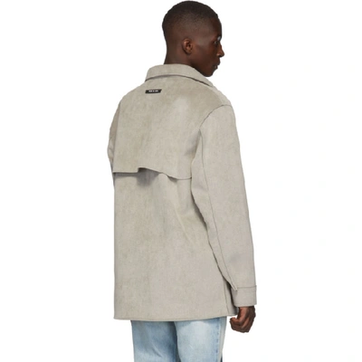 Shop Fear Of God Grey Suede Shirt Jacket In 034hthrgry