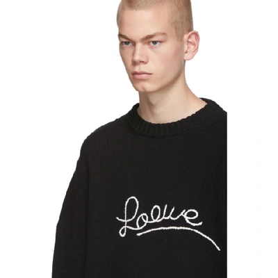 Shop Loewe Black Logo Stitch Sweater In 1100 Black