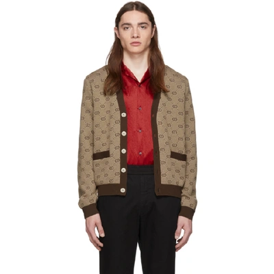 Shop Gucci Brown Gg Cardigan In 2094 Camel