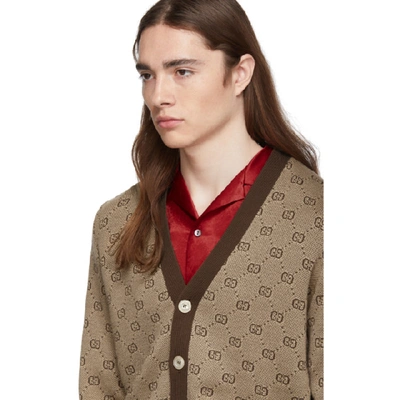 Shop Gucci Brown Gg Cardigan In 2094 Camel
